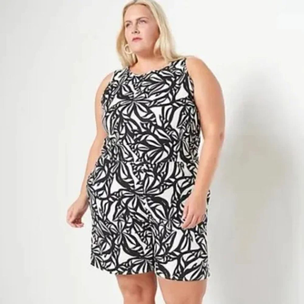 J Jason Wu Linen Blend Romper Womens Size L Black Floral Sleeveless Shorts NWT
